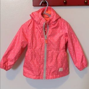 Pink and white pokadots raincoat w/fleece lining